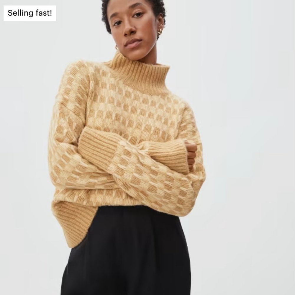 Everlane Cloud Checkered Turtleneck, Size M. Like New!